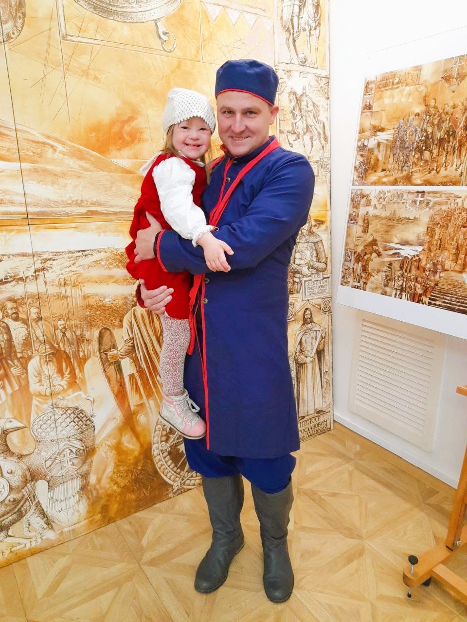 Daryna s Volodymyrom, ktorý pomáha organizovať športové súťaže  pre deti