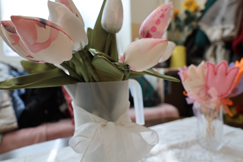 ukážka umeleckých kvetinových dekorácií