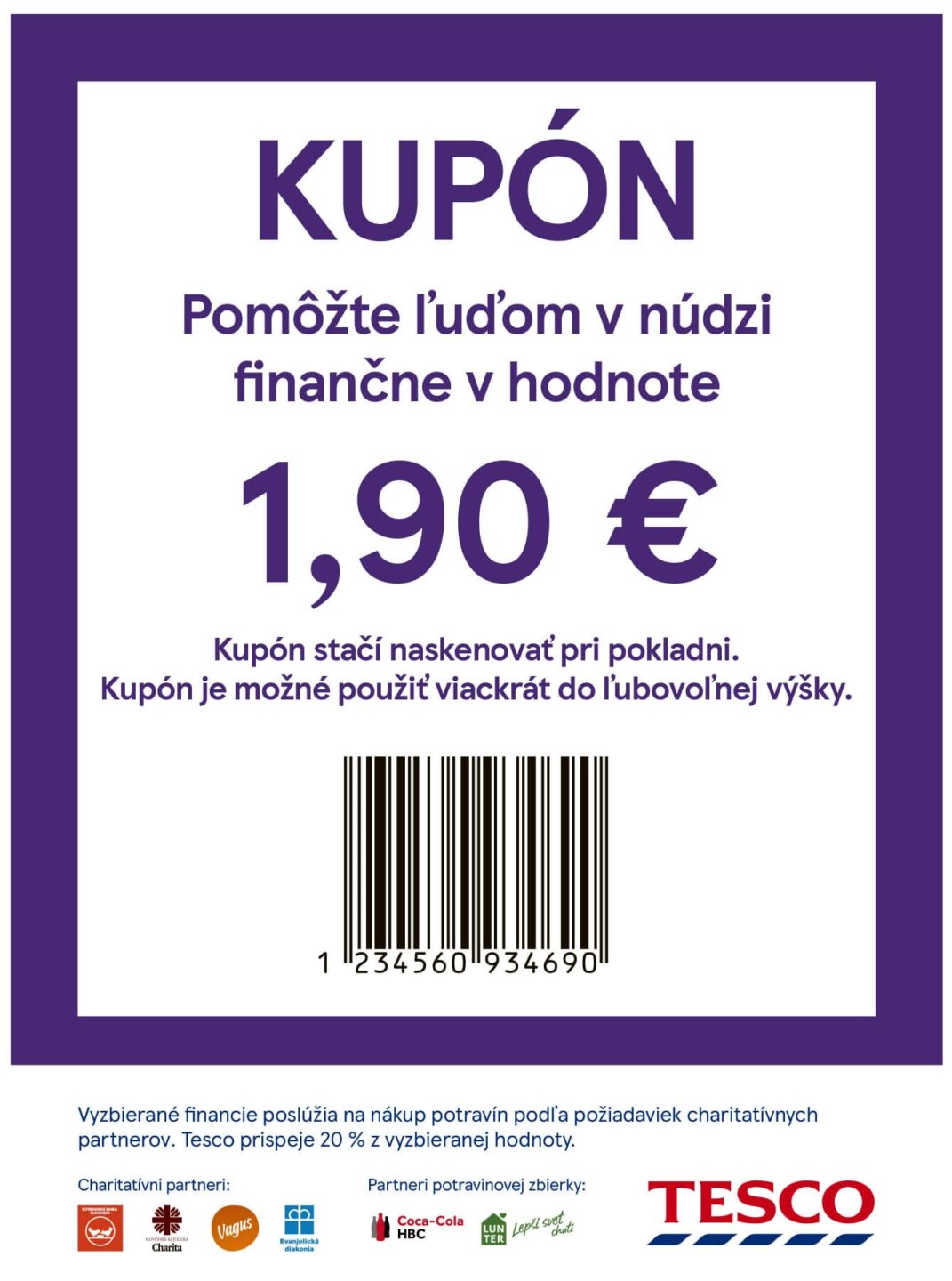 kupón na pomoc ľuďom v núdzi